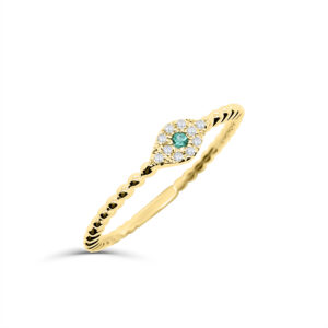 Diamond and Emerald Evil Eye Ring